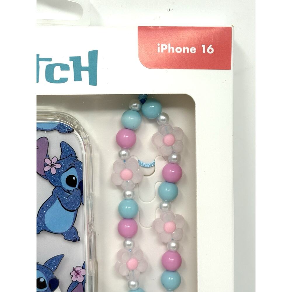 Lilo Stitch Skinny Dip iPhone 16 Hard Case Cover Beaded Strap Glitter Shimmer - Picture 3 of 13